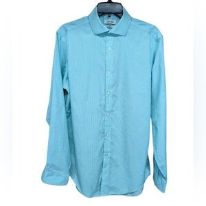 Calvin Klein dress shirt thin pin striped size 16 34/35 light mint green